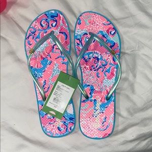 Lily Pulitzer colorful flip flops